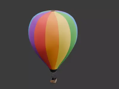 Colorful hot air ballon Free low-poly 3D model