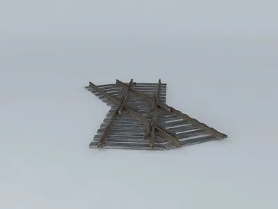 Eco Rail Track Small Crossing Old Wooden Split Sleepers Free 3D model