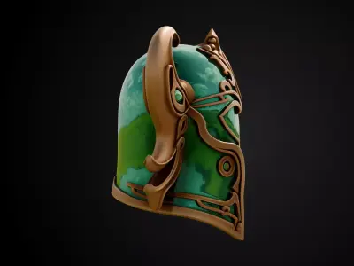 Stylized Persian Helmet - Emerald Mirage 3D print model