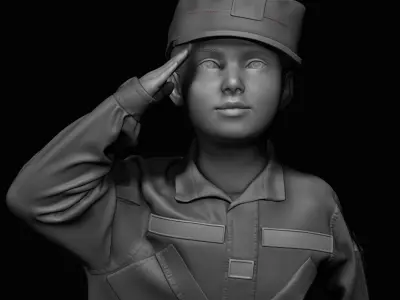military father with his children 3D print model