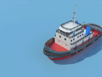 tug  boat Low-poly 3D model