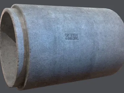 Concrete industrial pipes Low-poly 3D model