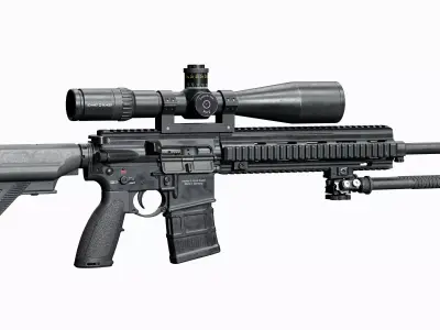 AR 15 Modular Sniper rifle HK416 Low-poly 3D model