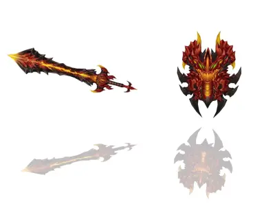 Infernal - Sword and Shield Low-poly 3D model