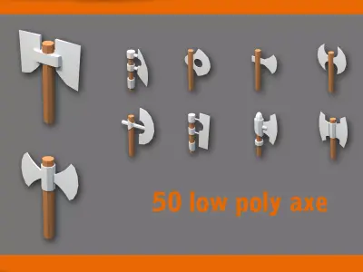 low poly axe pack for games Low-poly 3D model