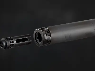 Surefire SOCOM556 RC2 WARCOMP Flash Hider Low-poly 3D model