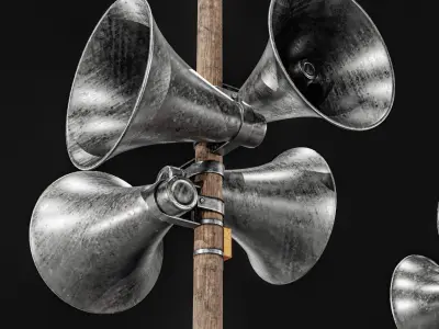 Military Alarm Pole Low-poly 3D model