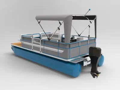 lake pontoon boat 3D model