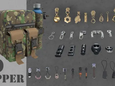 Buckles and Zipper 3D Model Pack