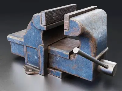 Industrial Bench Vise 3D Model Low-poly 3D model
