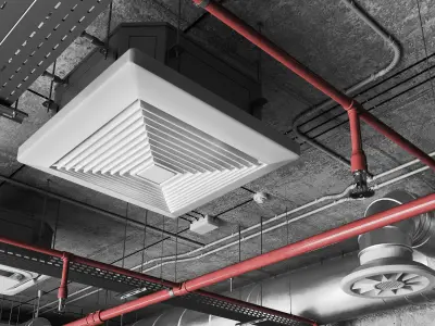 Industrial ceiling  Ventilation system  3D model