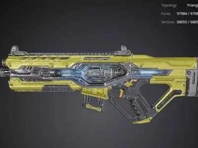Yellow Futuristic Gun 3D model