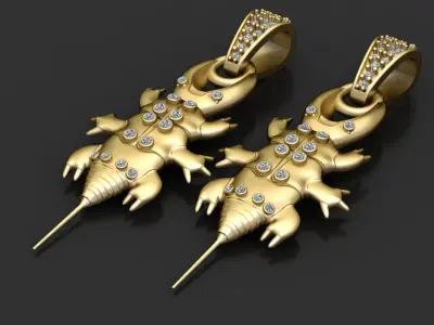GOLDEN BEETLE INSECT PENDANT 3D PRINTABLE MODEL 3D print model