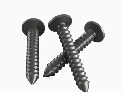 Aluminium Screw 02 Low-poly 3D model