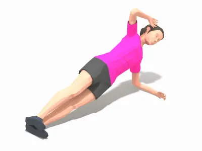 Side Plank Knee Bend  Exercise Woman Animation Low-poly 3D model