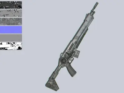 Scifi military gun Low-poly 3D model purchase