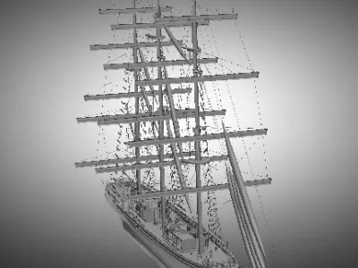 Three-masted ship 3D model