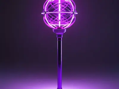 Neon Staff with Purple Energy Orb 3D model