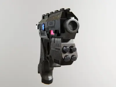 Sci-fi Gun Low-poly 3D model 23