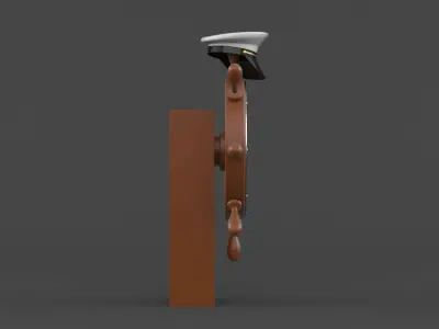 Captain Hat and Ship Wheel 3D model