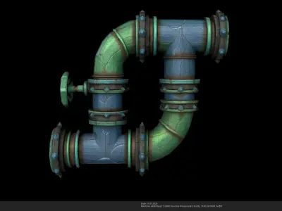Stylized Steampunk Pipe Low-poly 3D model