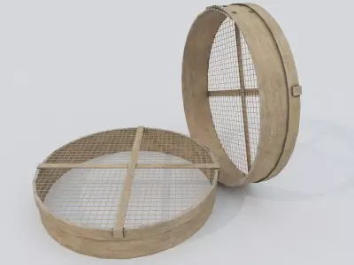 Wooden Sieve PBR  Low-poly 3D model