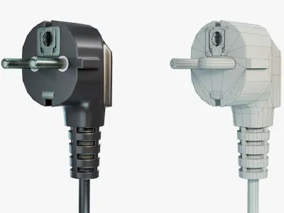 European Type E Electrical Plug Low-poly 3D model