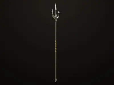 Gold And Silver Trident All PBR Unity UE Textures Included 3D Model Pack