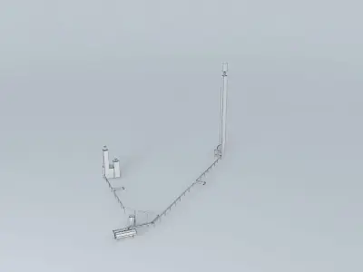 Flare Towers Brisbane Refinery Free 3D model