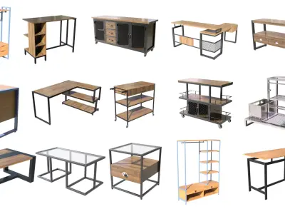 Industrial furniture and barbecues  50 projects 3D model