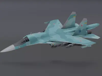 Su-34 Fullback Low-poly 3D model