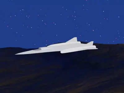 Space plane and background scenery 3D model