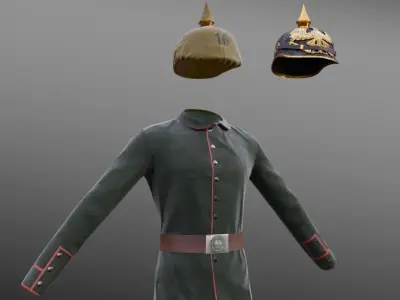 German WW1 Uniform Low-poly 3D model