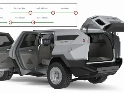 2023 Rezvani Vengeance Armored SUV Lights On Rigged 3D model