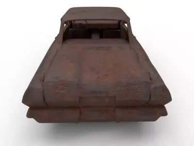 Rusted Vintage Car Wreck Low-poly 3D model