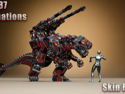 Sci-Fi Dino Gunner Low-poly 3D model