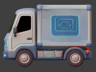 Futuristic Stylized Delivery Truck 3D Model Low-poly 3D model