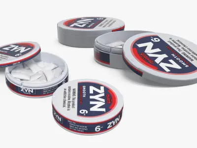ZYN Smooth Nicotine Pouches Can 6mg Set White 3D model