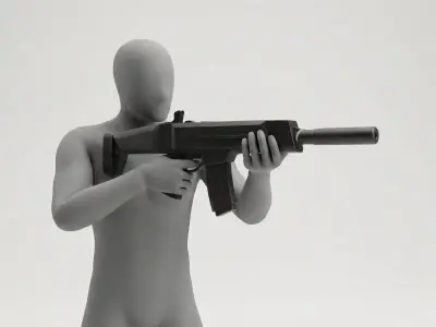 Modern Modular Assault Rifle  Game Ready PBR Low-poly 3D model