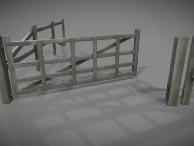 Low poly modular old wooden fence Free low-poly 3D model