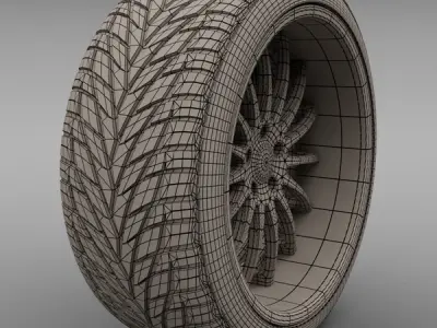 Savini Forged SV-34S Wheel and Tire 3D model