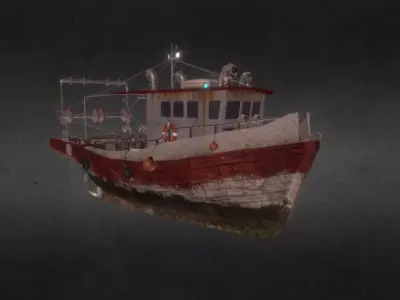 Old Rusty Fishing Boat 3D Model 3D model