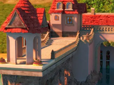 Cartoon Castle Scene 3D model