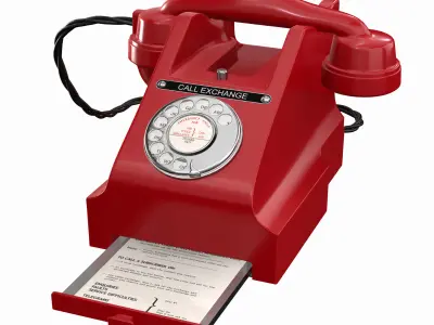 Red Telephone GPO 312L with drawer 3D model