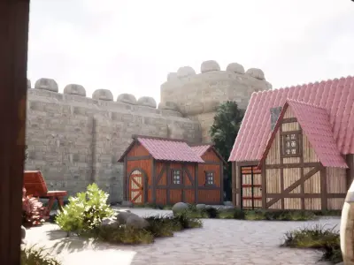 Walled Medieval Village 3D model