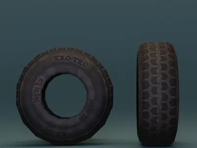 Low Poly Game Ready Tires pile of Low-poly 3D model