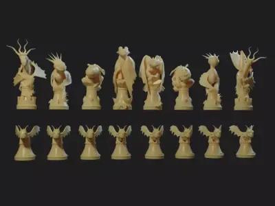Chess set inspired by the films How to train your dragon 3D print model