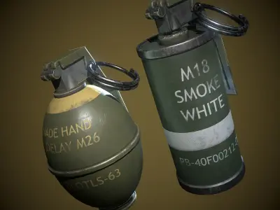 grenade three grenades Low-poly 3D model