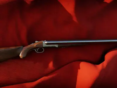 Double barrel shotgun Low-poly 3D model 2