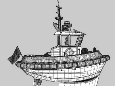 Ultra compact  tugboat  3D model